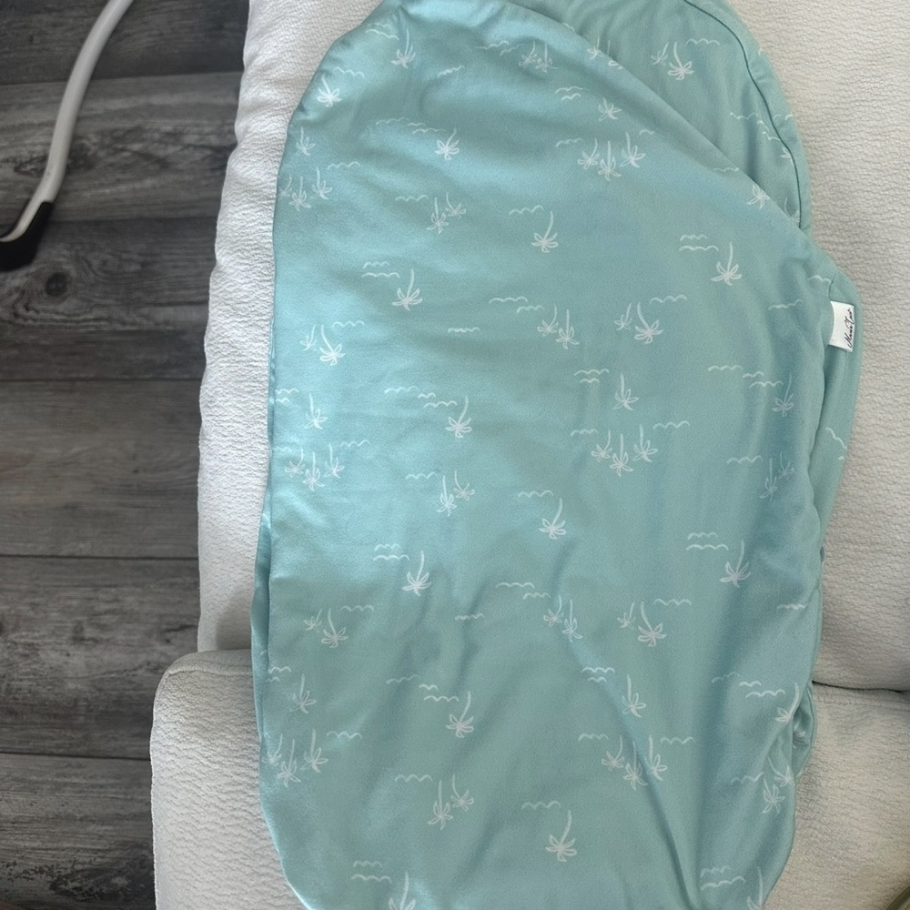 Aqua Baby Swaddle with White Patterns